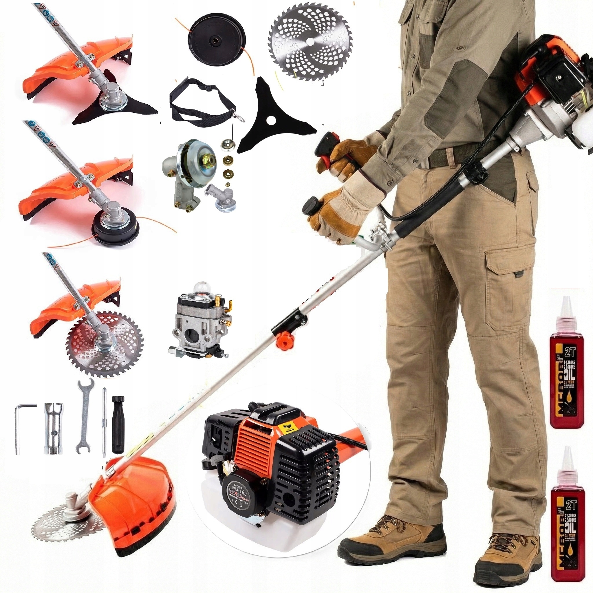 Benzínová krovinorezová kosačka Midori Japan 7,20 HP 42 cm 8 kg 10-v-1 sada